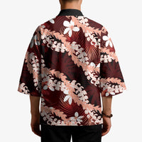 Puakenikeni Maile Lei Kimono Frangipani Red Tropical Leaves LT01 - Polynesian Pride