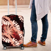Puakenikeni Maile Lei Luggage Cover Frangipani Red Tropical Leaves LT01 Red - Polynesian Pride