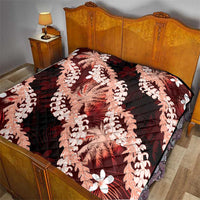 Puakenikeni Maile Lei Quilt Frangipani Red Tropical Leaves LT01 - Polynesian Pride
