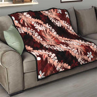 Puakenikeni Maile Lei Quilt Frangipani Red Tropical Leaves LT01 - Polynesian Pride