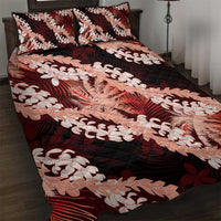 Puakenikeni Maile Lei Quilt Bed Set Frangipani Red Tropical Leaves LT01 Red - Polynesian Pride
