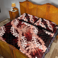 Puakenikeni Maile Lei Quilt Bed Set Frangipani Red Tropical Leaves LT01 - Polynesian Pride