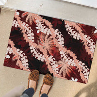 Puakenikeni Maile Lei Rubber Doormat Frangipani Red Tropical Leaves LT01 - Polynesian Pride