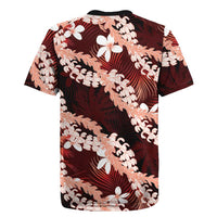 Puakenikeni Maile Lei Rugby Jersey Frangipani Red Tropical Leaves LT01 - Polynesian Pride