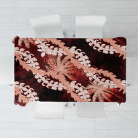 Puakenikeni Maile Lei Tablecloth Frangipani Red Tropical Leaves LT01 Red - Polynesian Pride
