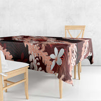 Puakenikeni Maile Lei Tablecloth Frangipani Red Tropical Leaves LT01 - Polynesian Pride