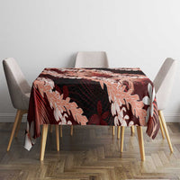Puakenikeni Maile Lei Tablecloth Frangipani Red Tropical Leaves LT01 - Polynesian Pride