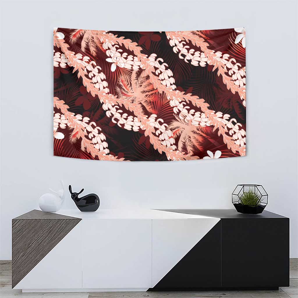 Puakenikeni Maile Lei Tapestry Frangipani Red Tropical Leaves LT01 - Polynesian Pride