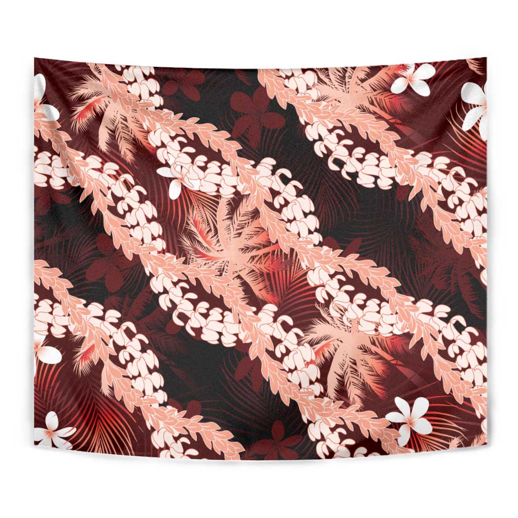 Puakenikeni Maile Lei Tapestry Frangipani Red Tropical Leaves LT01 - Polynesian Pride
