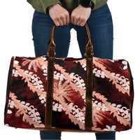 Puakenikeni Maile Lei Travel Bag Frangipani Red Tropical Leaves LT01 Red - Polynesian Pride