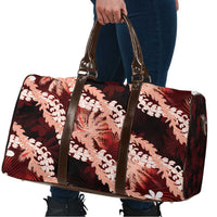 Puakenikeni Maile Lei Travel Bag Frangipani Red Tropical Leaves LT01 - Polynesian Pride