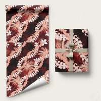 Puakenikeni Maile Lei Wrapping Paper Frangipani Red Tropical Leaves LT01 58" × 23" Red - Polynesian Pride