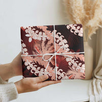 Puakenikeni Maile Lei Wrapping Paper Frangipani Red Tropical Leaves LT01 - Polynesian Pride