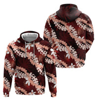 Puakenikeni Maile Lei Zip Hoodie Frangipani Red Tropical Leaves LT01 - Polynesian Pride