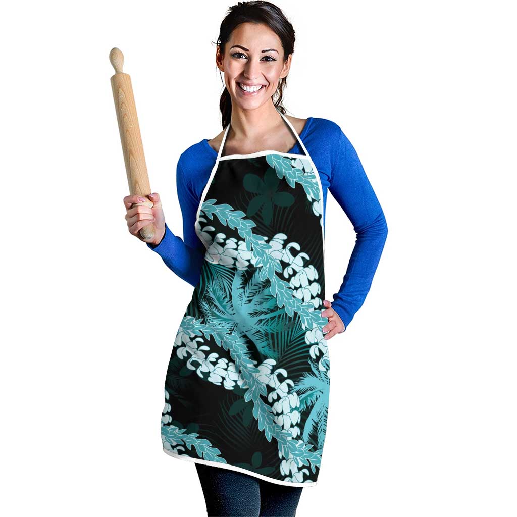 Puakenikeni Maile Lei Apron Frangipani Turquoise Tropical Leaves