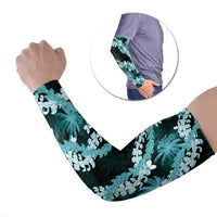 Puakenikeni Maile Lei Arm Sleeves Frangipani Turquoise Tropical Leaves