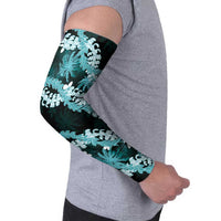 Puakenikeni Maile Lei Arm Sleeves Frangipani Turquoise Tropical Leaves
