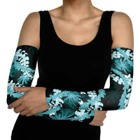 Puakenikeni Maile Lei Arm Sleeves Frangipani Turquoise Tropical Leaves