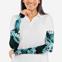 Puakenikeni Maile Lei Arm Sleeves Frangipani Turquoise Tropical Leaves