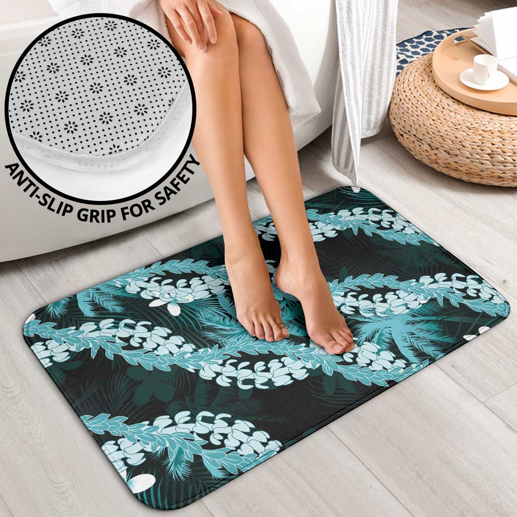Puakenikeni Maile Lei Bathroom Set Frangipani Turquoise Tropical Leaves LT01 - Polynesian Pride