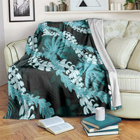 Puakenikeni Maile Lei Blanket Frangipani Turquoise Tropical Leaves LT01 Turquoise - Polynesian Pride