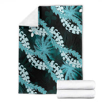 Puakenikeni Maile Lei Blanket Frangipani Turquoise Tropical Leaves LT01 - Polynesian Pride