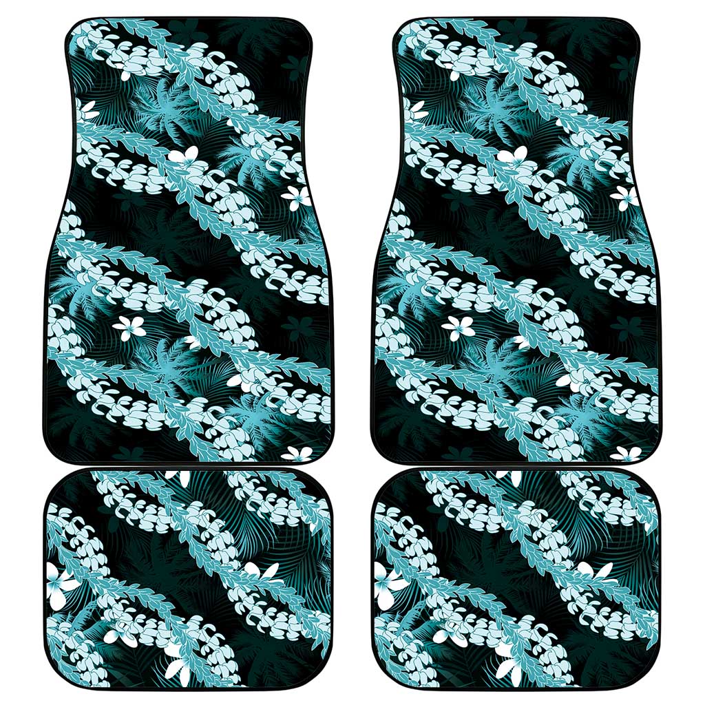 Puakenikeni Maile Lei Car Mats Frangipani Turquoise Tropical Leaves LT01 - Polynesian Pride