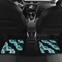 Puakenikeni Maile Lei Car Mats Frangipani Turquoise Tropical Leaves LT01 Set 2pcs - Back Turquoise - Polynesian Pride