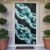 Puakenikeni Maile Lei Door Cover Frangipani Turquoise Tropical Leaves