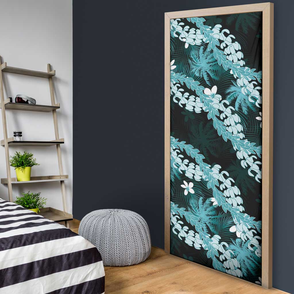 Puakenikeni Maile Lei Door Cover Frangipani Turquoise Tropical Leaves
