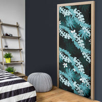Puakenikeni Maile Lei Door Cover Frangipani Turquoise Tropical Leaves
