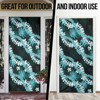 Puakenikeni Maile Lei Door Cover Frangipani Turquoise Tropical Leaves