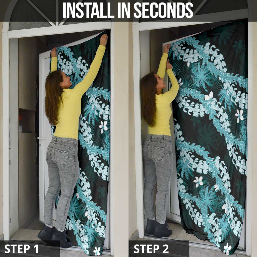 Puakenikeni Maile Lei Door Cover Frangipani Turquoise Tropical Leaves