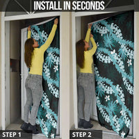 Puakenikeni Maile Lei Door Cover Frangipani Turquoise Tropical Leaves