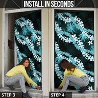 Puakenikeni Maile Lei Door Cover Frangipani Turquoise Tropical Leaves