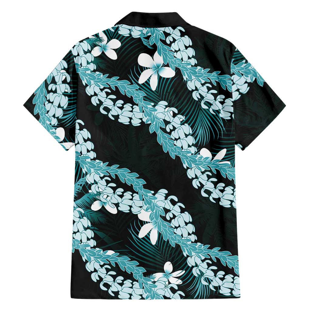 Puakenikeni Maile Lei Family Matching Mermaid Dress and Hawaiian Shirt Frangipani Turquoise Tropical Leaves