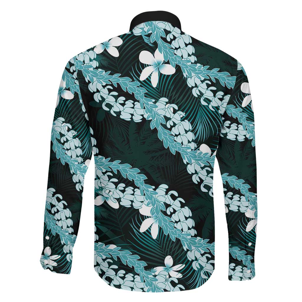 Puakenikeni Maile Lei Family Matching Mermaid Dress and Hawaiian Shirt Frangipani Turquoise Tropical Leaves