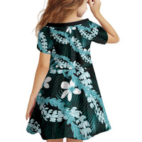 Puakenikeni Maile Lei Family Matching Puletasi and Hawaiian Shirt Frangipani Turquoise Tropical Leaves