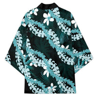 Puakenikeni Maile Lei Kimono Frangipani Turquoise Tropical Leaves LT01 - Polynesian Pride