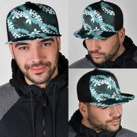 Puakenikeni Maile Lei Mesh Trucker Cap Frangipani Turquoise Tropical Leaves LT01 - Polynesian Pride