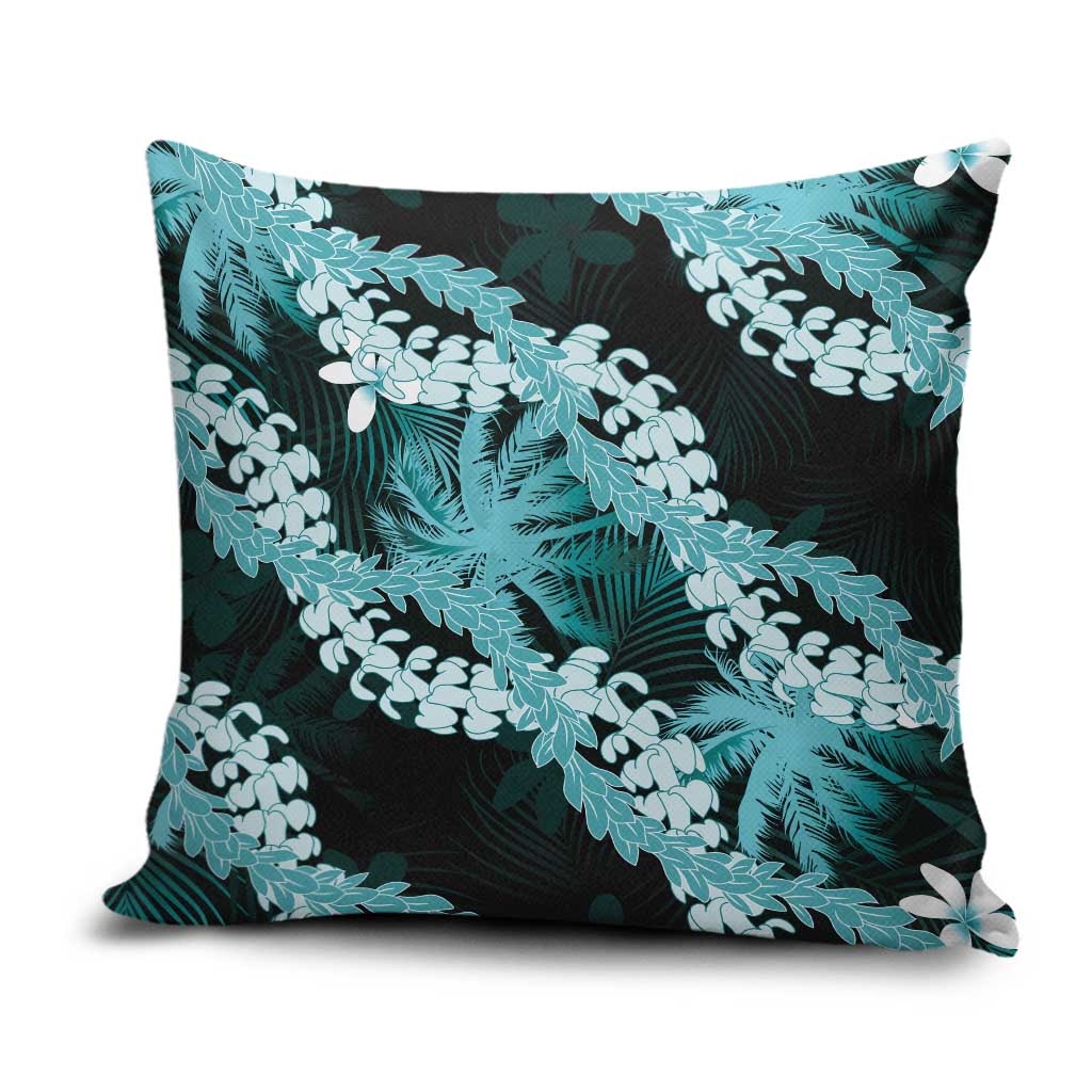 Puakenikeni Maile Lei Pillow Cover Frangipani Turquoise Tropical Leaves LT01 Turquoise - Polynesian Pride