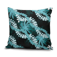 Puakenikeni Maile Lei Pillow Cover Frangipani Turquoise Tropical Leaves LT01 Turquoise - Polynesian Pride