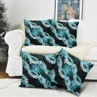 Puakenikeni Maile Lei Pillow Cover Frangipani Turquoise Tropical Leaves LT01 - Polynesian Pride