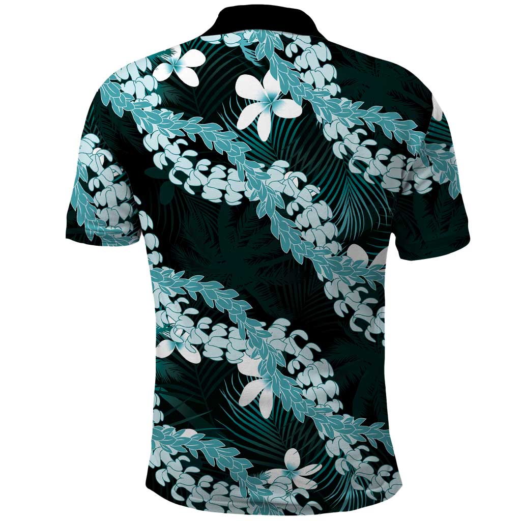 Puakenikeni Maile Lei Polo Shirt Frangipani Turquoise Tropical Leaves LT01 - Polynesian Pride