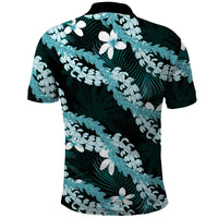 Puakenikeni Maile Lei Polo Shirt Frangipani Turquoise Tropical Leaves LT01 - Polynesian Pride