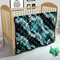 Puakenikeni Maile Lei Quilt Frangipani Turquoise Tropical Leaves LT01 - Polynesian Pride