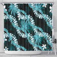 Puakenikeni Maile Lei Shower Curtain Frangipani Turquoise Tropical Leaves LT01 - Polynesian Pride