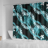 Puakenikeni Maile Lei Shower Curtain Frangipani Turquoise Tropical Leaves LT01 - Polynesian Pride