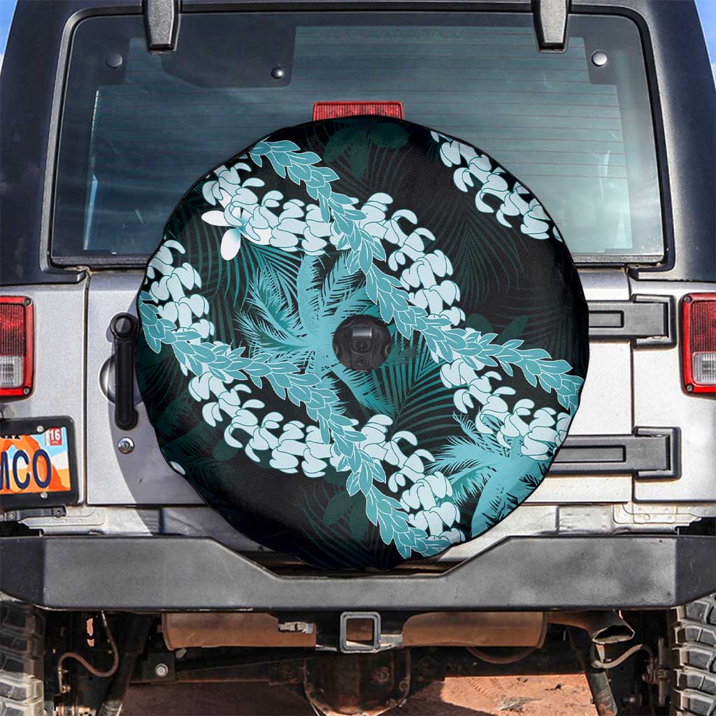Puakenikeni Maile Lei Spare Tire Cover Frangipani Turquoise Tropical Leaves LT01 Turquoise - Polynesian Pride