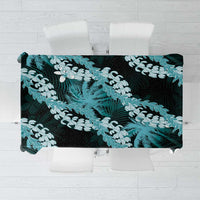 Puakenikeni Maile Lei Tablecloth Frangipani Turquoise Tropical Leaves LT01 Turquoise - Polynesian Pride